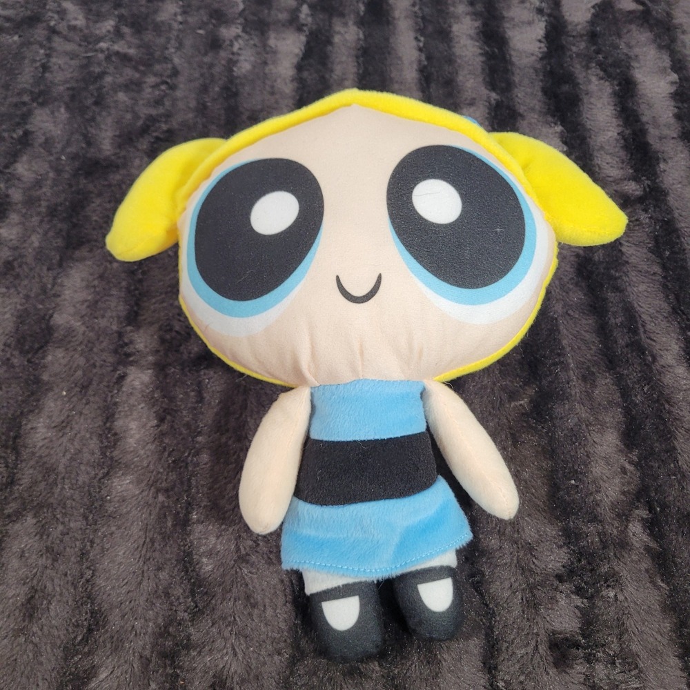 Cartoon Network Powerpuff Girls Bubbles Plush Toy Blue Stuffed Animal 8 inch